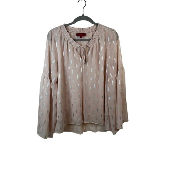 Jennifer Lopez Tops - Jennifer Lopez Pink Blouse w/silver detail Size Large